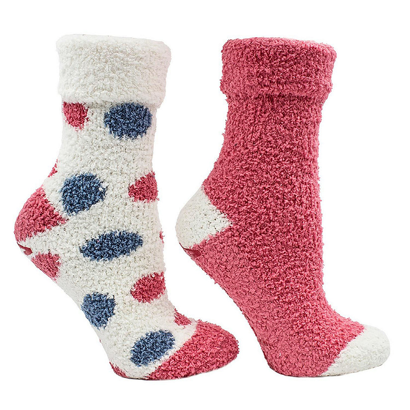 Women's Non-Skid Warm Soft and Fuzzy Eucalyptus Mint and Shea Butter Infused 2-Pair Pack Slipper Socks with Sachet Gift, Coral Image