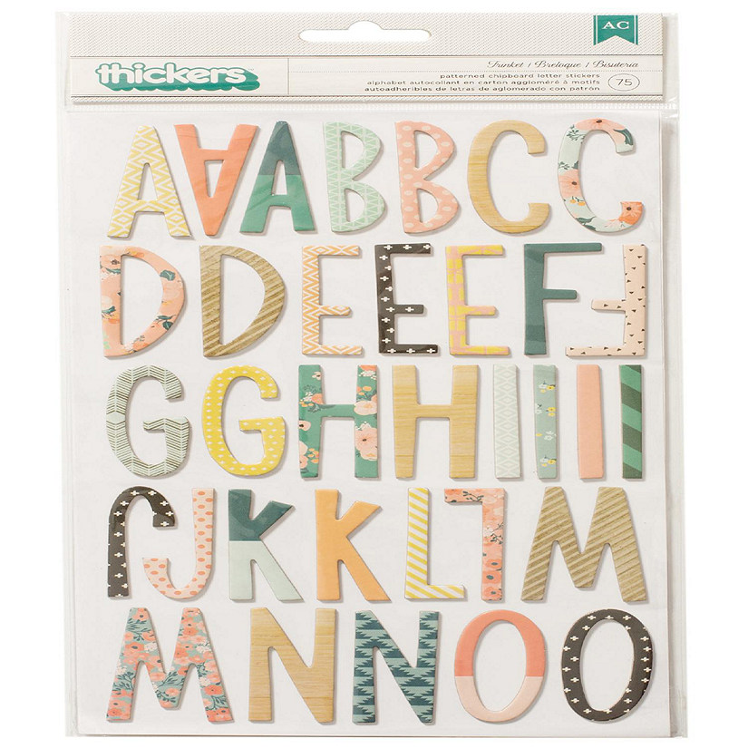 Wonder Thickers Alpha Stickers 5.5"X11" 2/Pkg-Trinket/Multi Chipboard Image