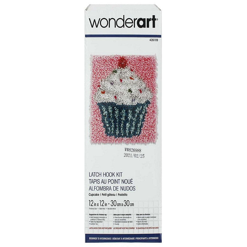 Wonderart Latch Hook Kit 12 in. x 12 in. Cupcake