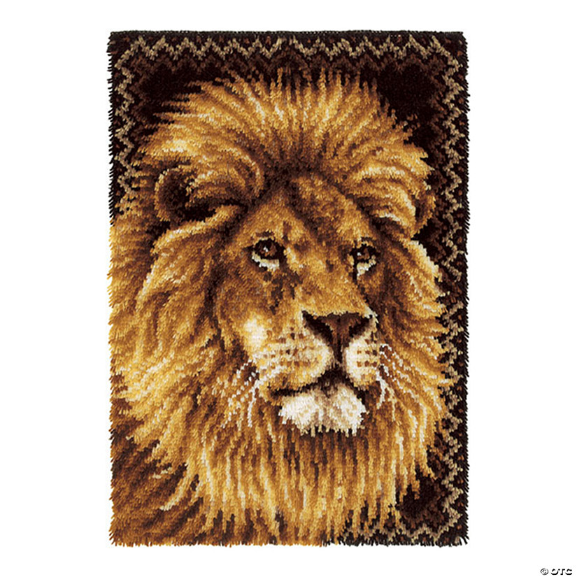 Wonderart Latch Hook Kit 27"X40"-Lion Image