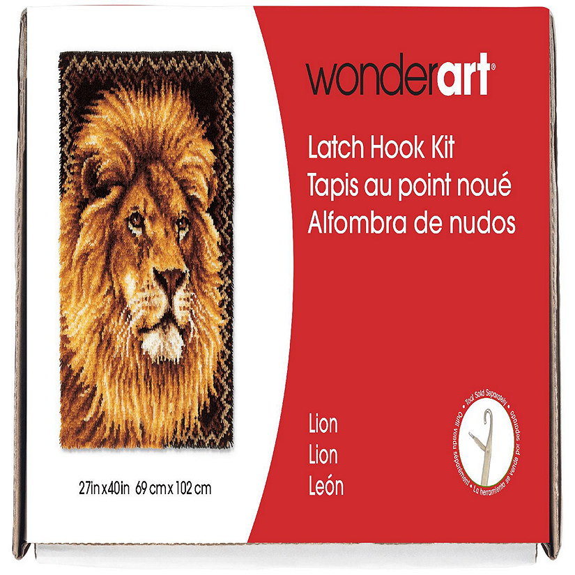 Wonderart Latch Hook Kit 27"X40"-Lion Image