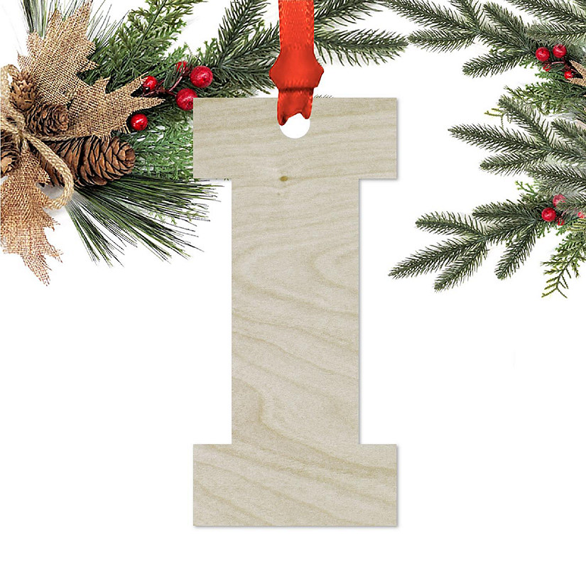 Wood Christmas Ornament Letter E Image