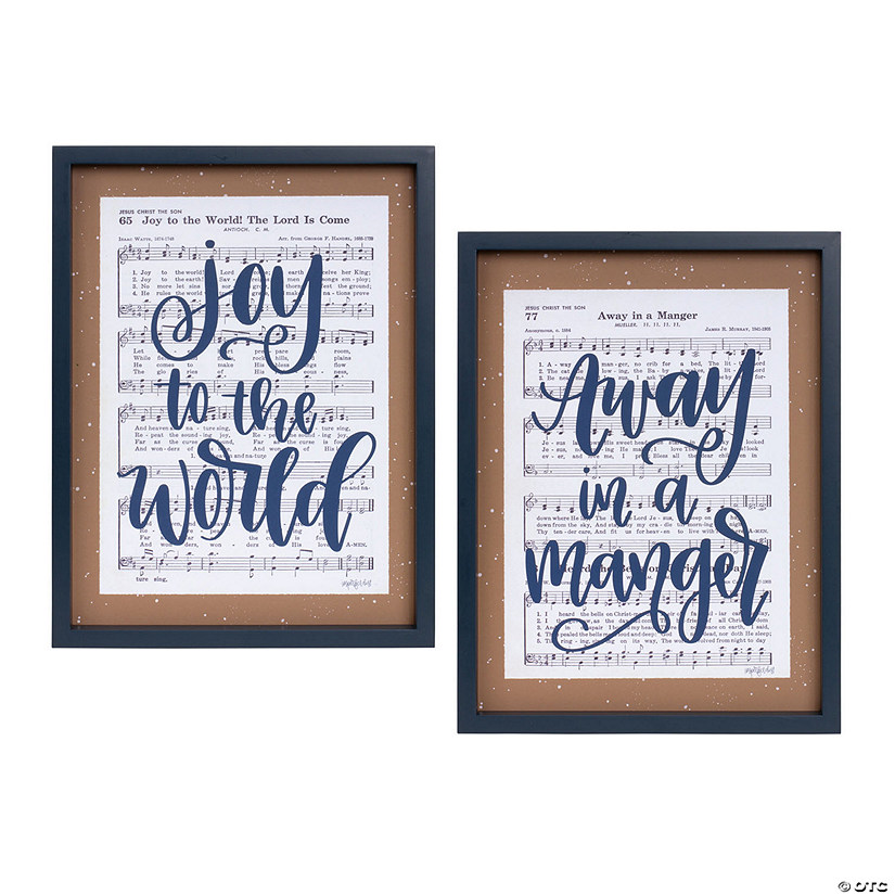 Wood Framed Christmas Carol Sentiment Wall Sign (Set of 2) Image