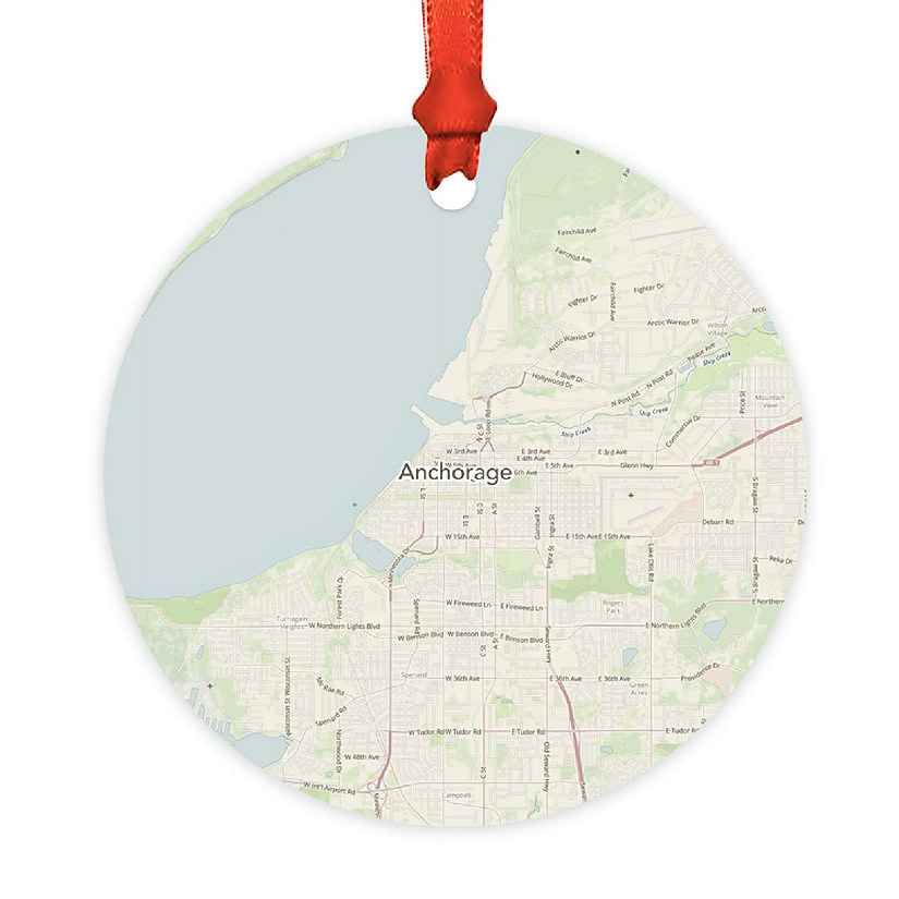 Wood MDF Ornament  Anchorage, Alaska Map Image