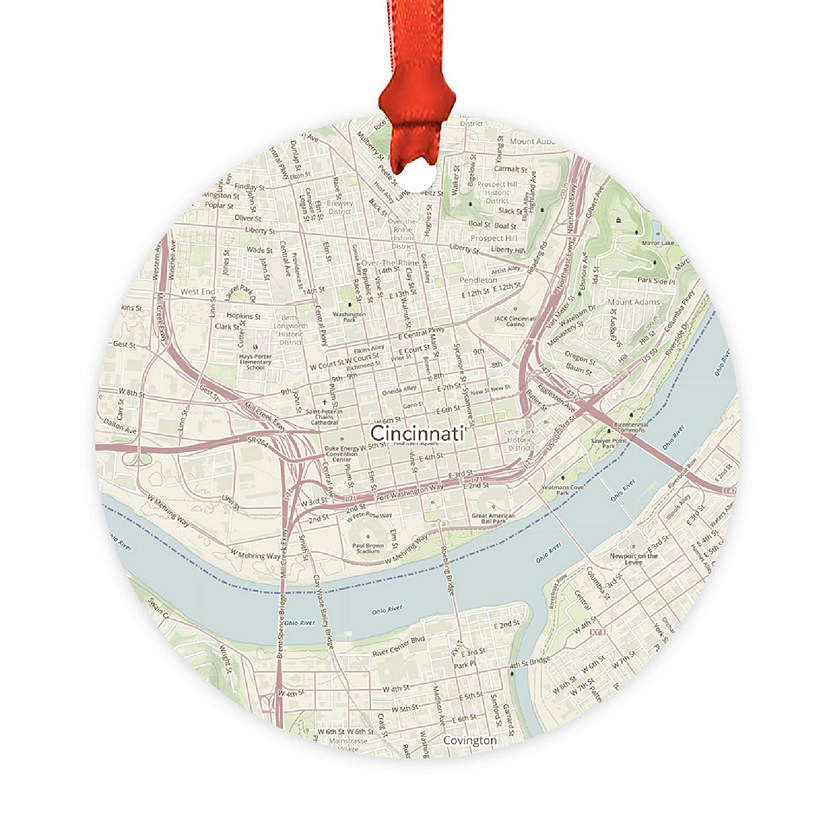 Wood MDF Ornament  Cincinnati, Ohio Map Image
