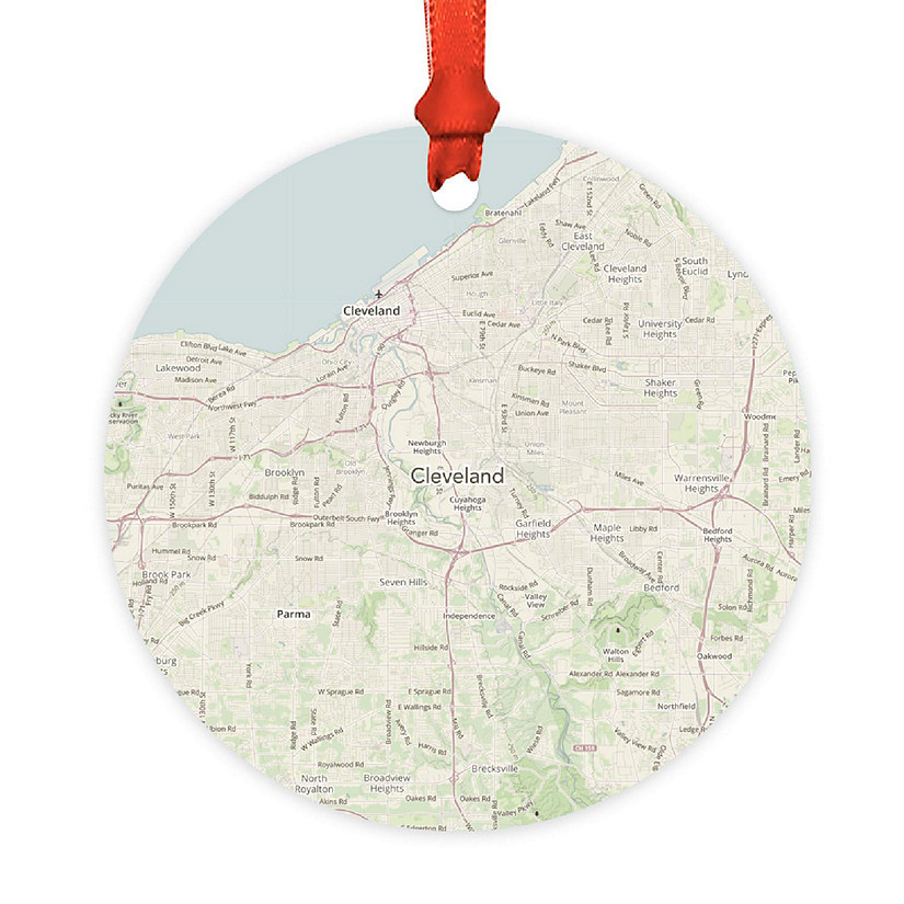 Wood MDF Ornament Cleveland Ohio Map Image