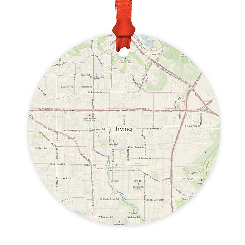 Wood MDF Ornament  Irving, Texas Map Image
