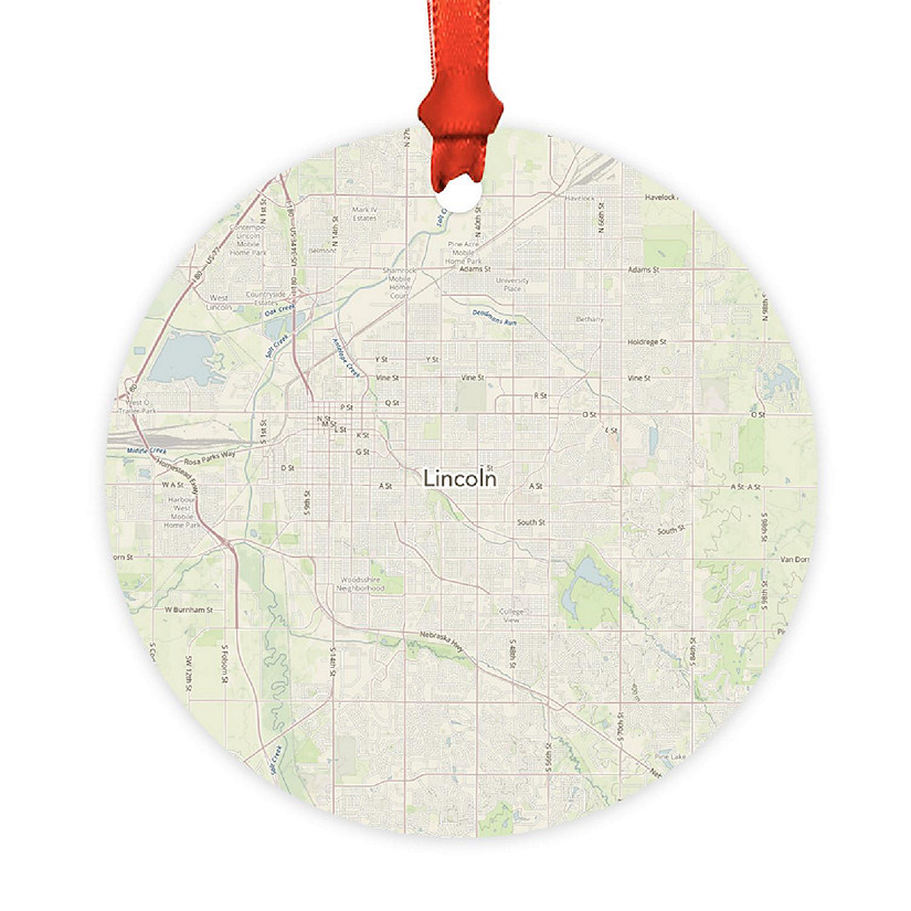 Wood MDF Ornament  Lincoln, Nebraska Map Image