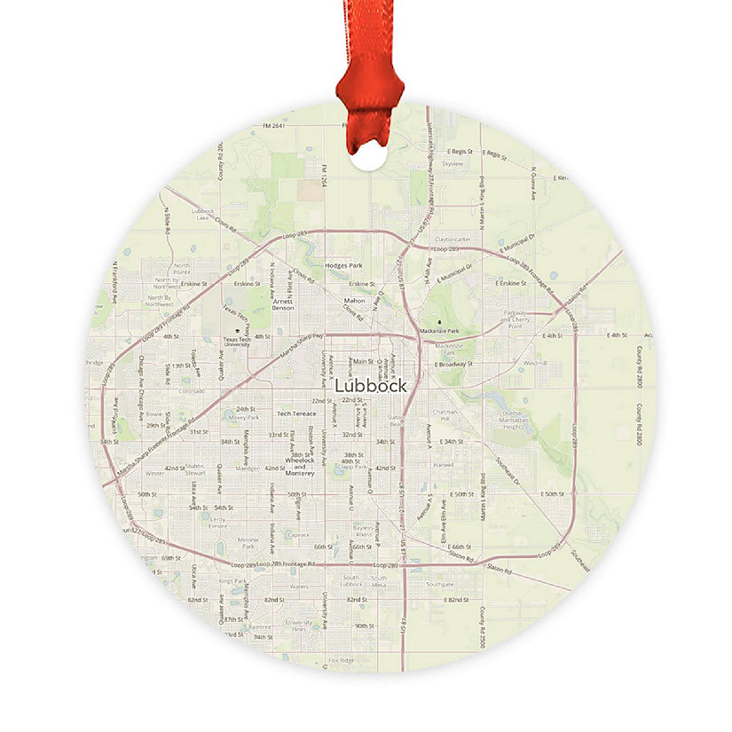 Wood MDF Ornament  Lubbock, Texas Map Image