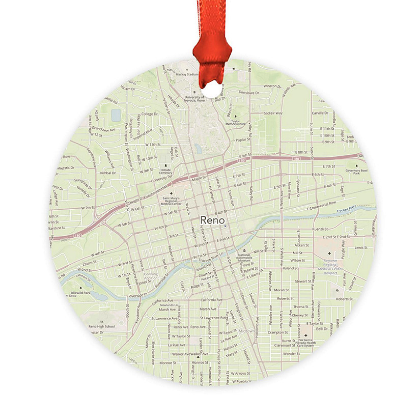Wood MDF Ornament  Reno, Nevada Map Image