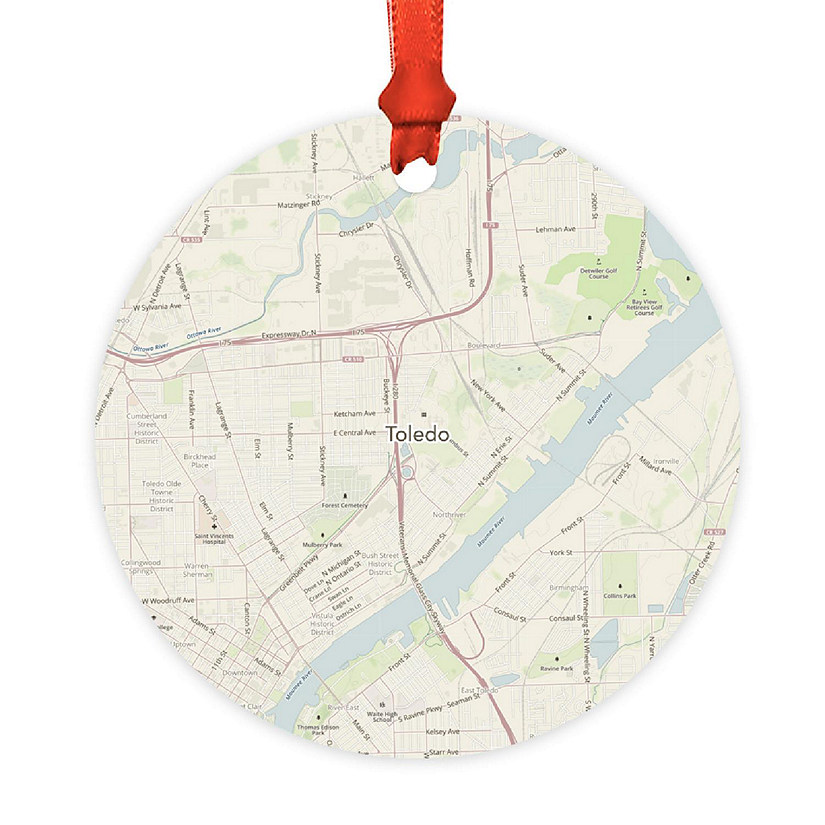 Wood MDF Ornament  Toledo, Ohio Map Image