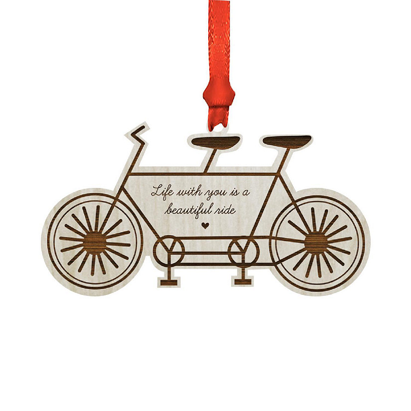 Wood Ornament Beautiful Double Bicycle Image