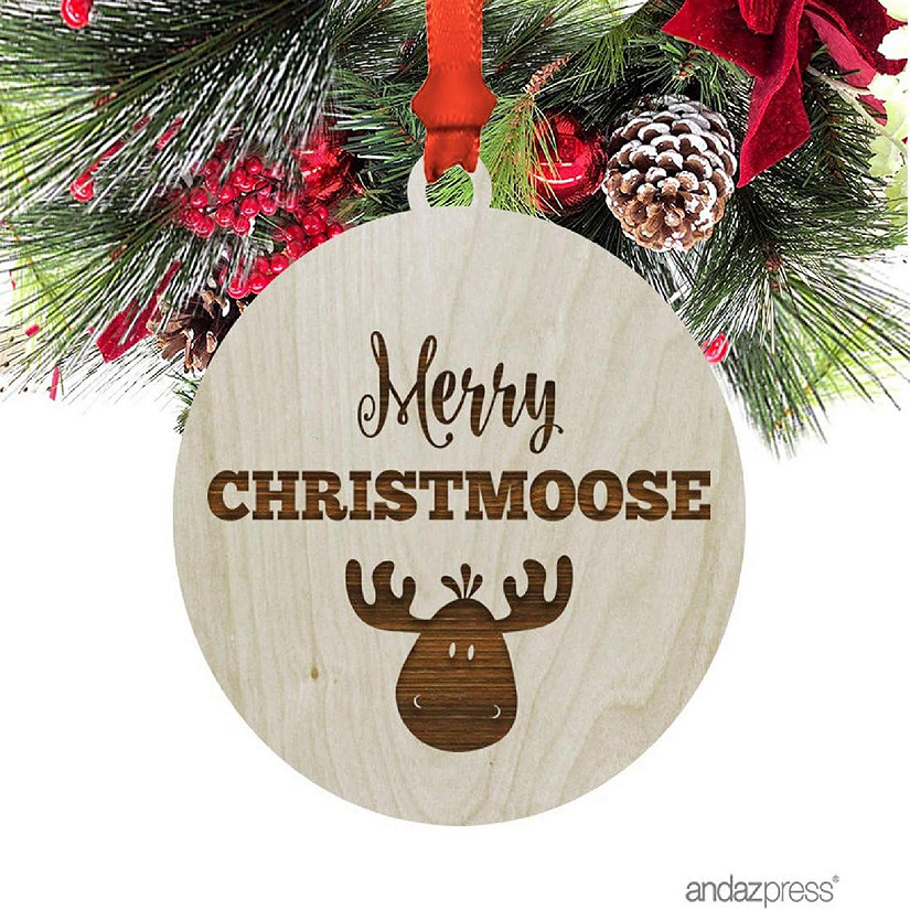 Wood Ornament Merry Christmoose, Moose Image