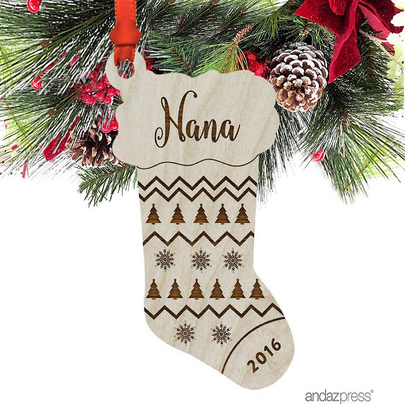 Wood Ornament Nana Stocking Shape Image