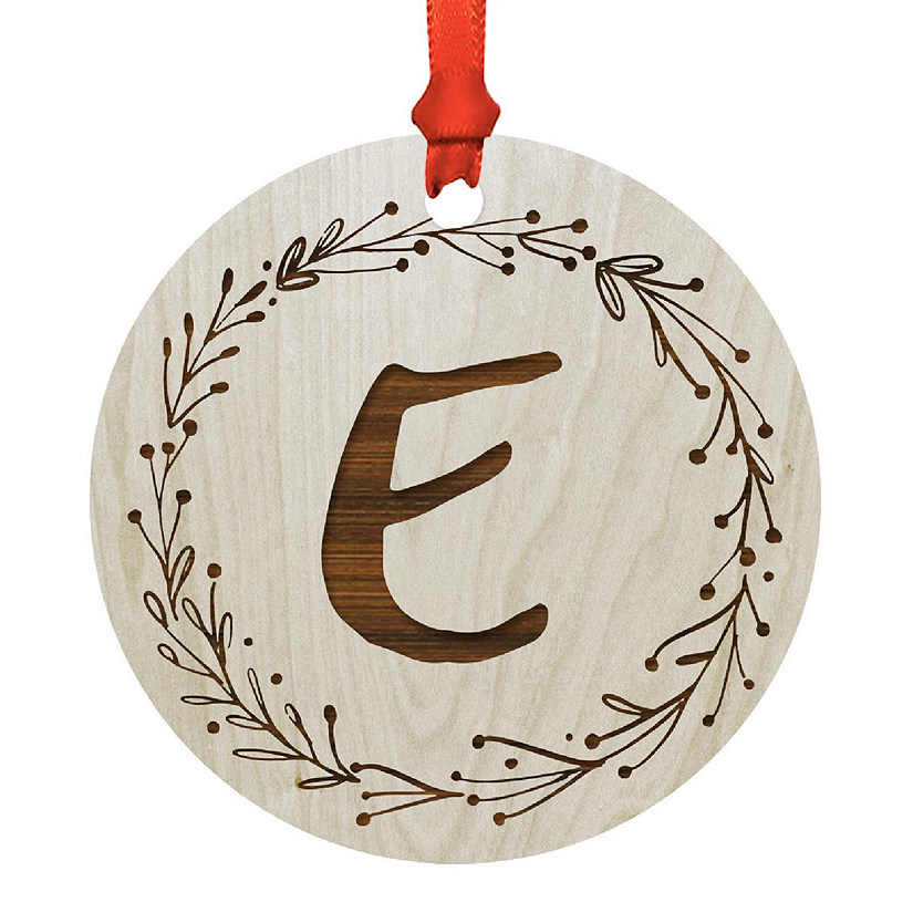 Wood Ornament Wreath Letter E Image