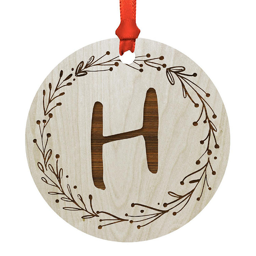 Wood Ornament Wreath Letter H Image