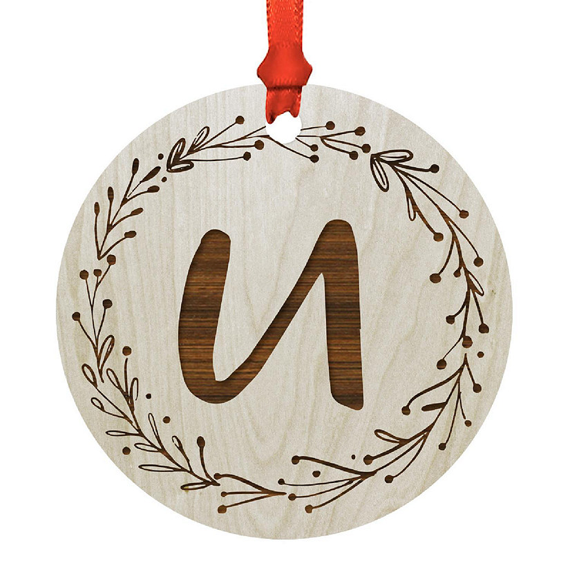 Wood Ornament Wreath Letter U Image