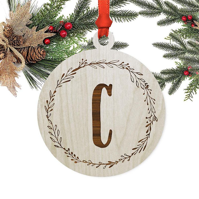 Wood Round Ornament Letter C Image
