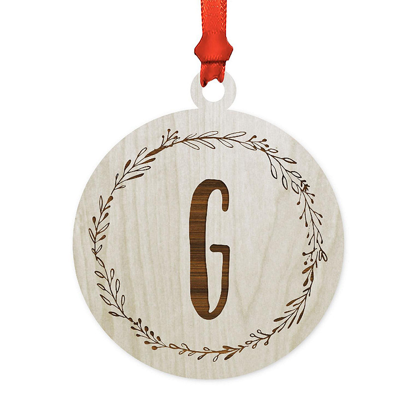 Wood Round Ornament Letter G Image