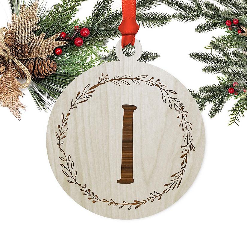 Wood Round Ornament Letter I Image