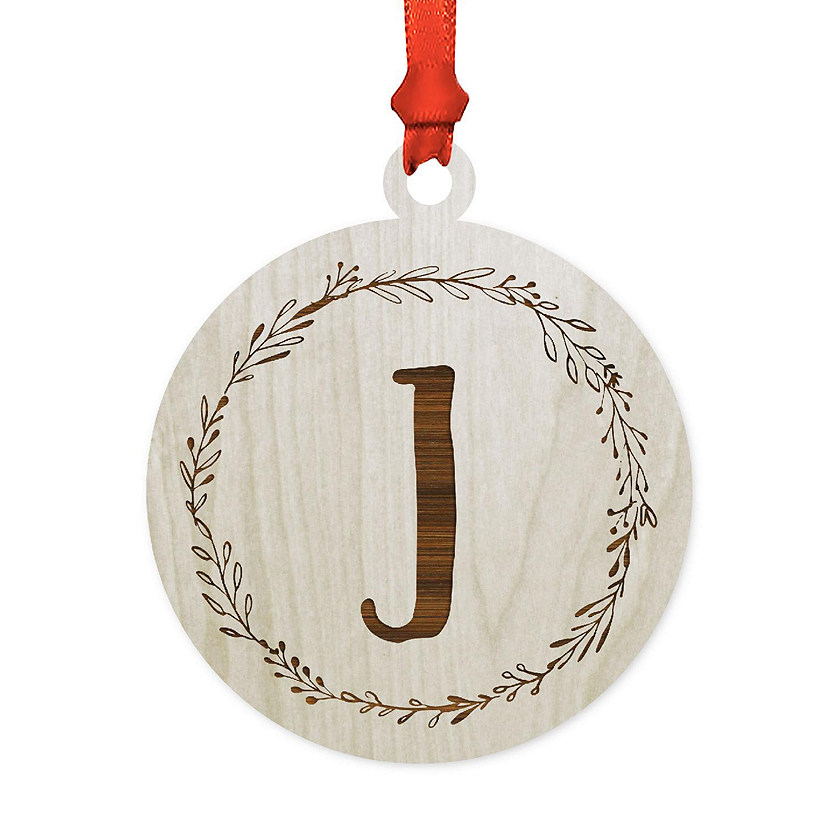 Wood Round Ornament Letter J Image
