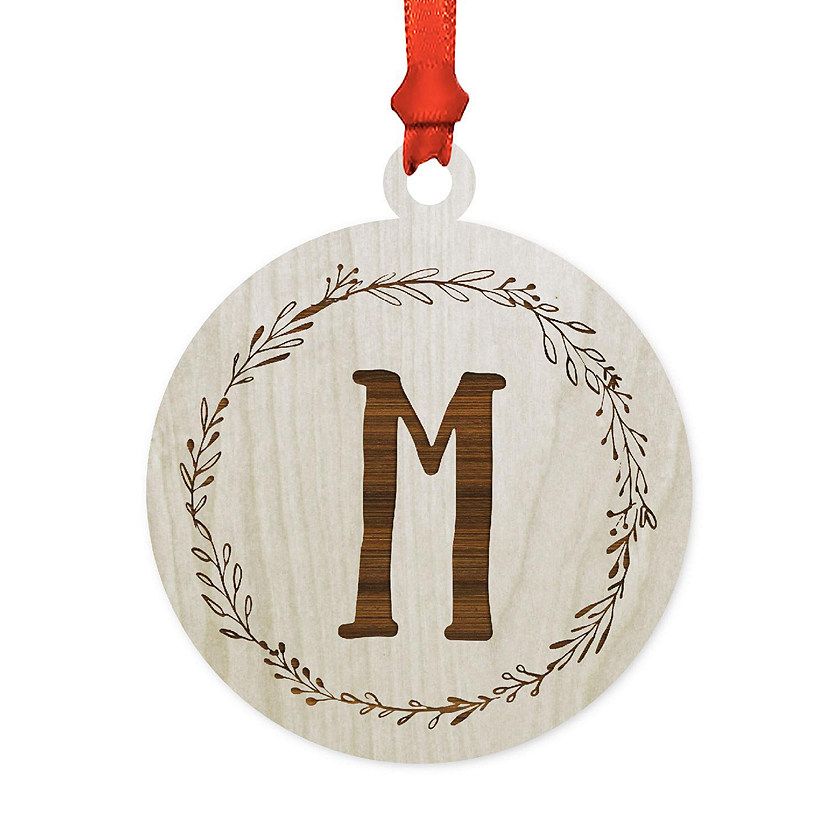 Wood Round Ornament Letter M Image