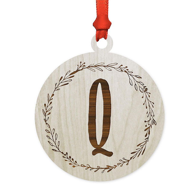 Wood Round Ornament Letter Q Image