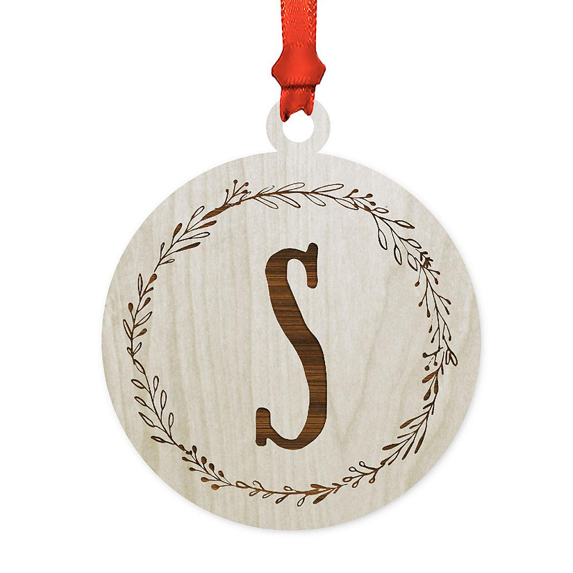 Wood Round Ornament Letter S Image