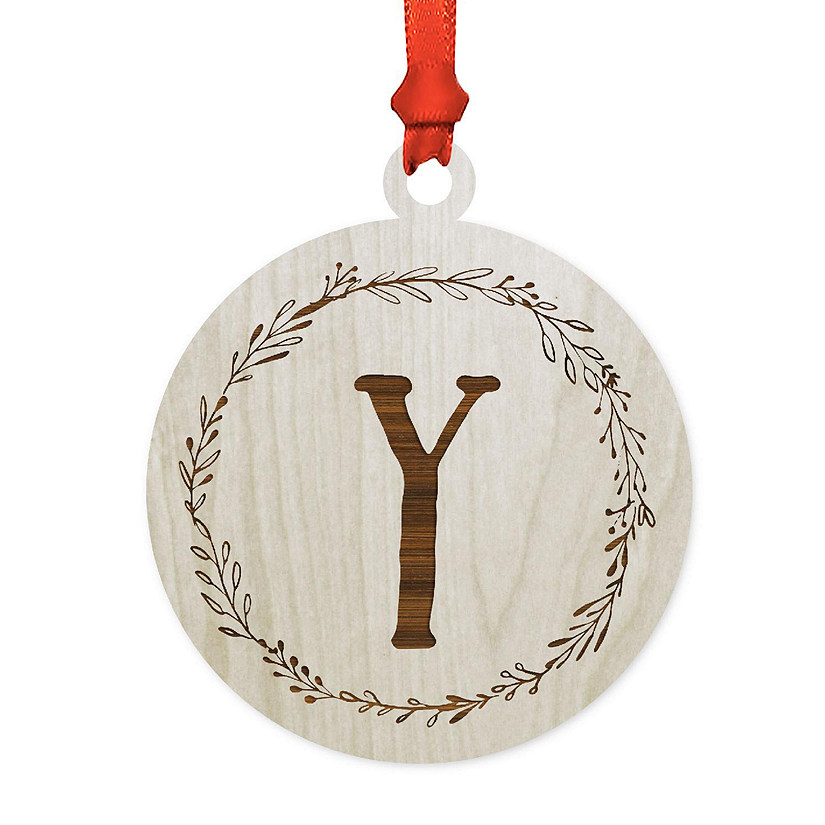 Wood Round Ornament Letter Y Image