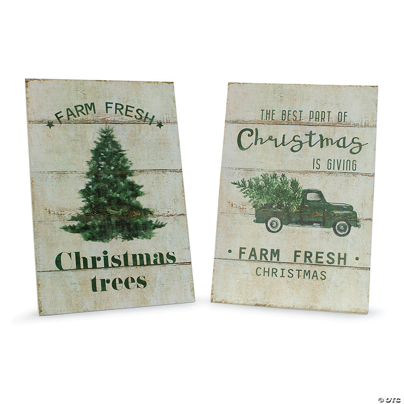 Wood Tree and Truck Plaque (Set of 2) Image