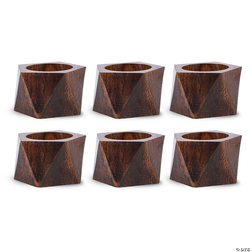 Wood Triangle Napkin Ring (Set Of 6) Image