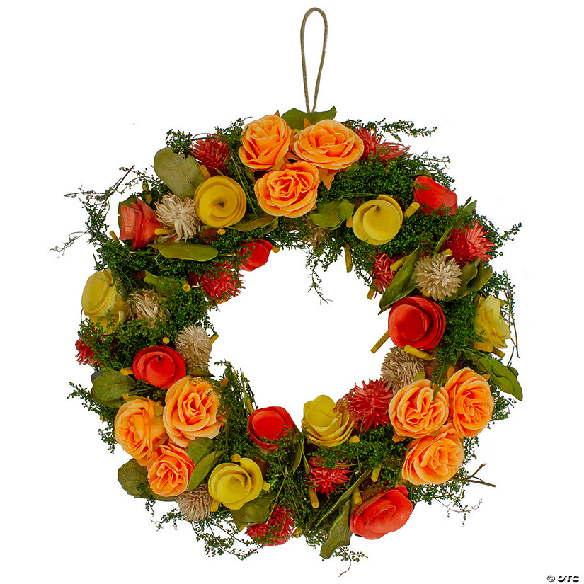 Wooden and Dried Floral with Moss and Twigs Spring Wreath  12" Image