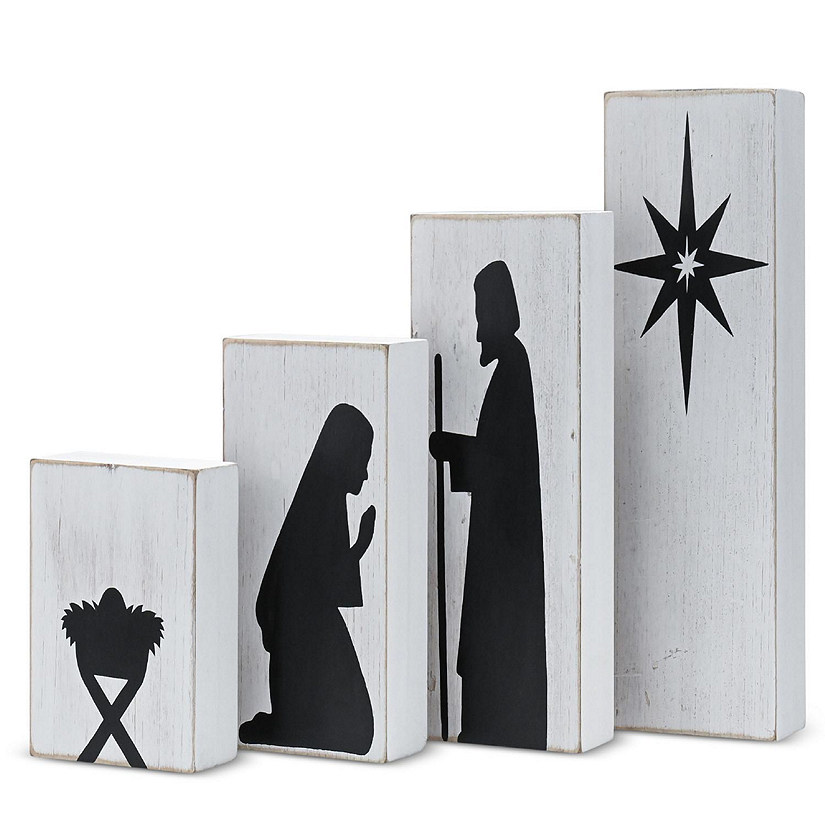 Wooden Block Nativity Scene -  Nativity Table Top Set Decorations - 1 Set Image