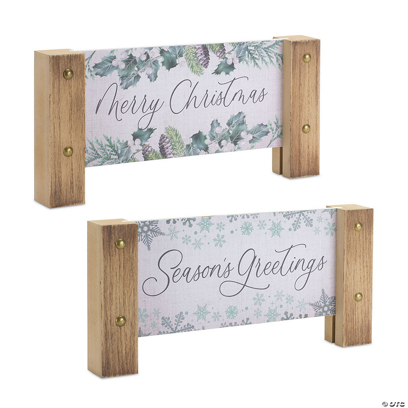 Wooden Tabletop Holiday Sentiment Plaque (Set of 4) Image