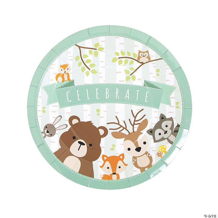 Woodland Animal Party Celebrate Paper Dinner Plates - 8 Ct. Image