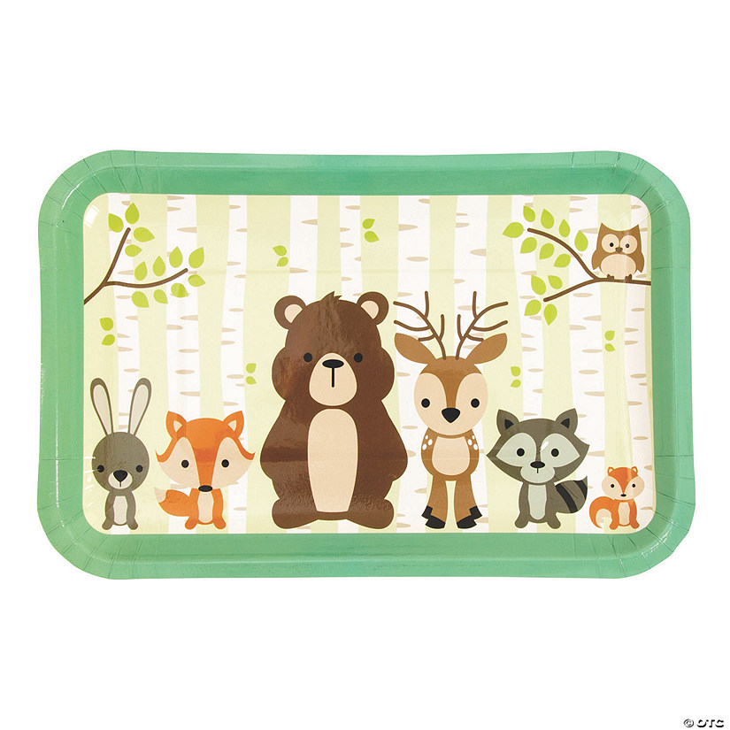 Woodland Animal Party Rectangle Paper Dessert Plates - 8 Ct. Image