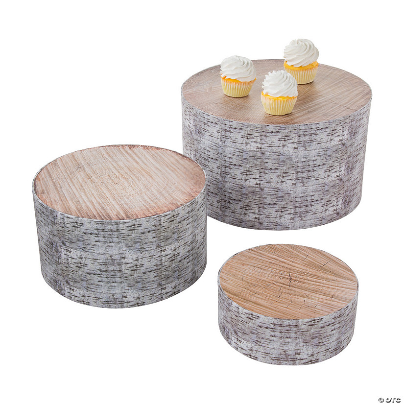 Woodland Party Tree Stump Treat Stands - 3 Pc. Image