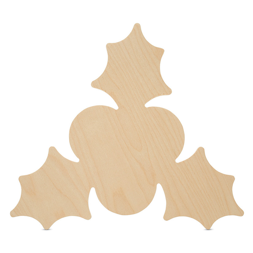 Woodpeckers Crafts, DIY Unfinished Wood 12" Holly Cutout Pack of 12 Image