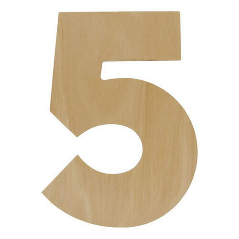 Woodpeckers Crafts, DIY Unfinished Wood 12" Number 5, Pack of 5 Image