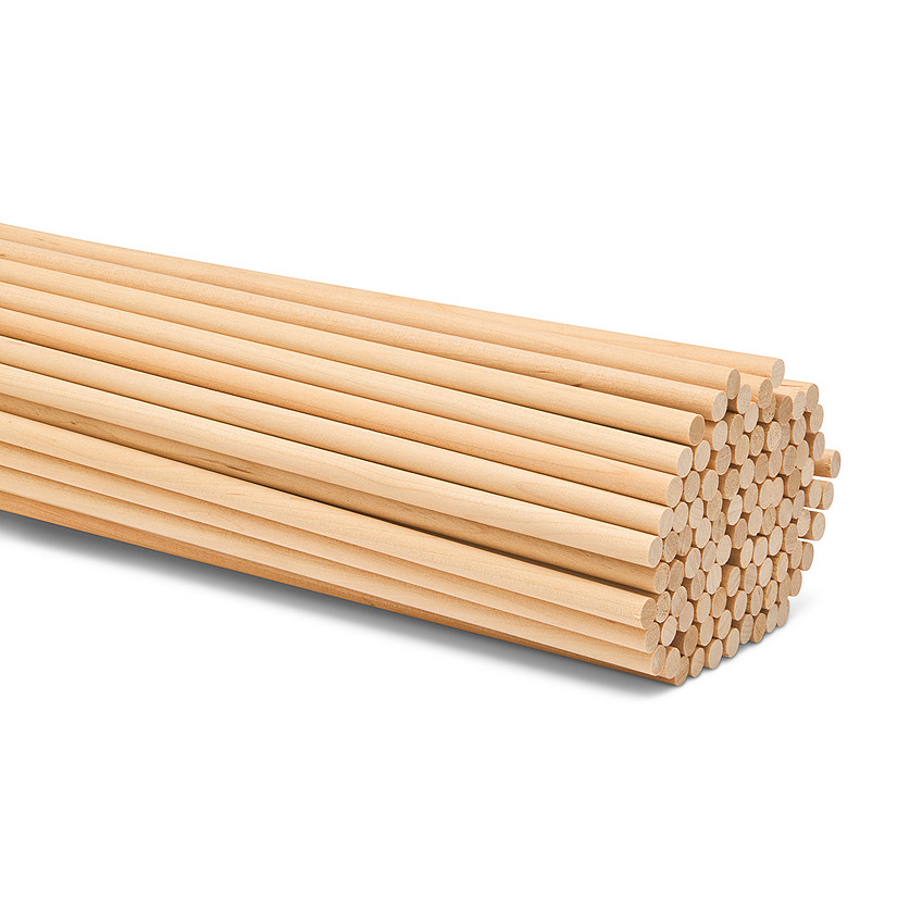 Woodpeckers Crafts, DIY Unfinished Wood 12" x 1/4" Dowel Rods, Pack of 100 Image