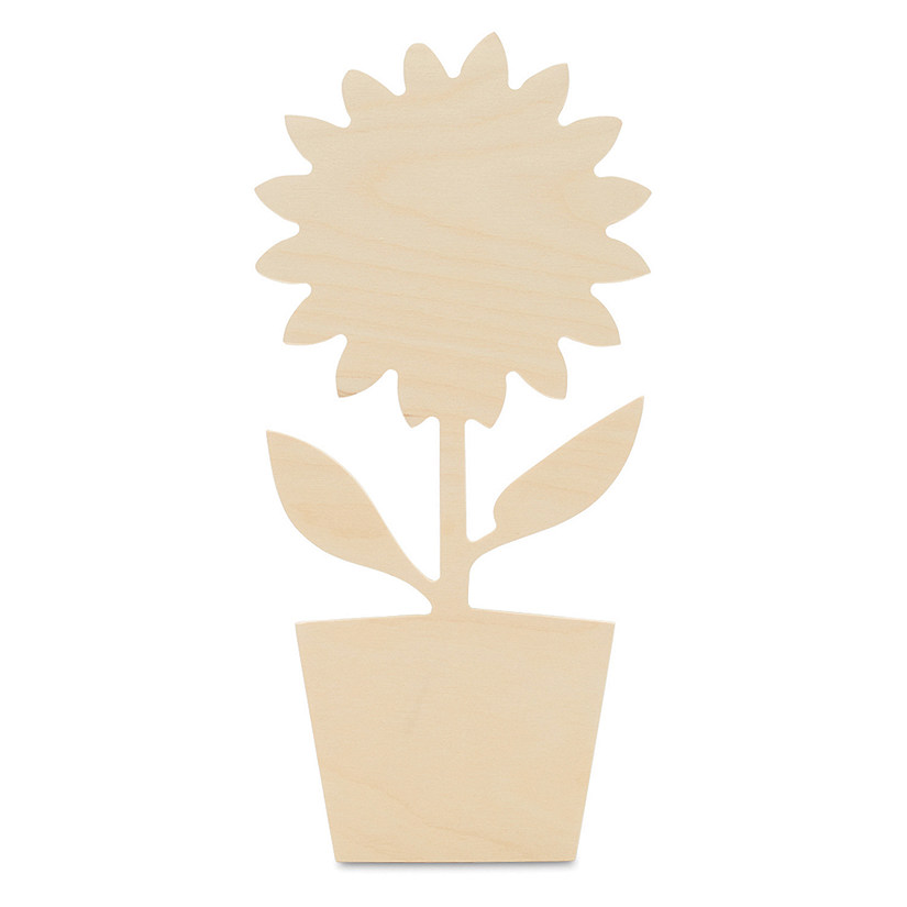 Woodpeckers Crafts, DIY Unfinished Wood 14" Sunflower in Pot Cutout Pack of 3 Image
