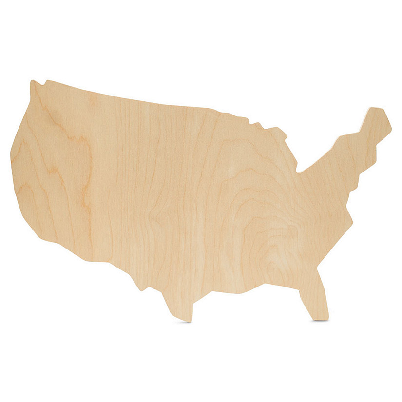 Woodpeckers Crafts, DIY Unfinished Wood 18" Map of USA Cutouts, Pack of 2 Image