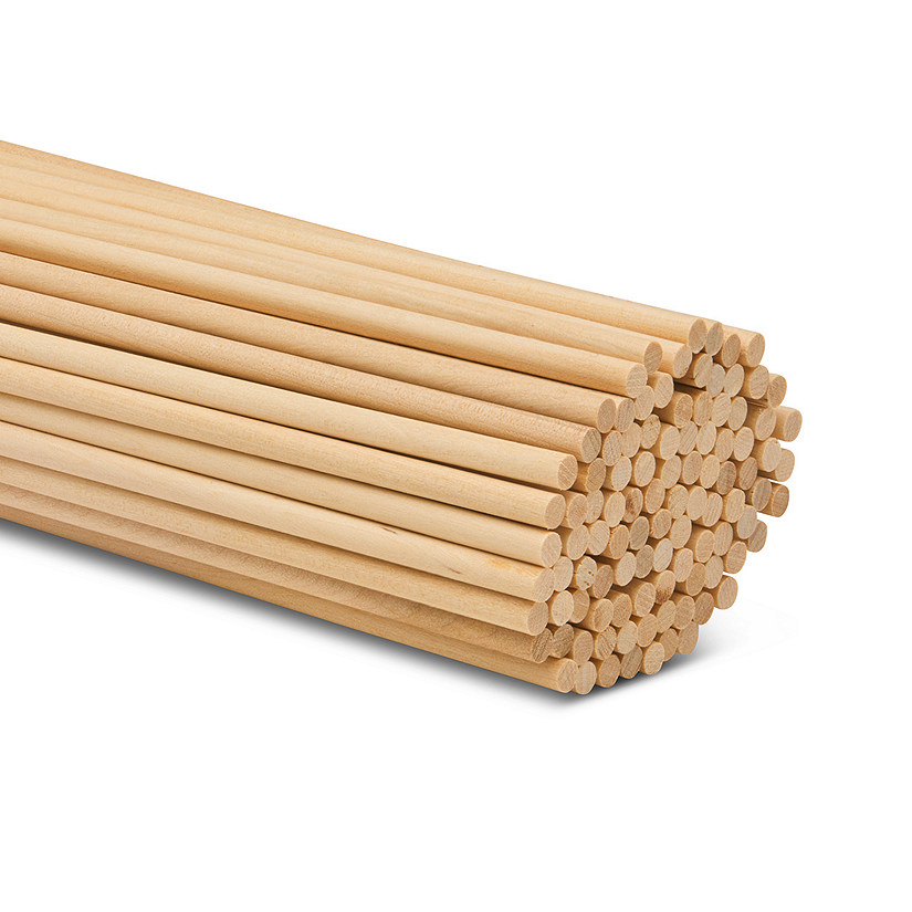 Woodpeckers Crafts, DIY Unfinished Wood 18" x 3/16" Dowel Rods, Pack of 100 Image
