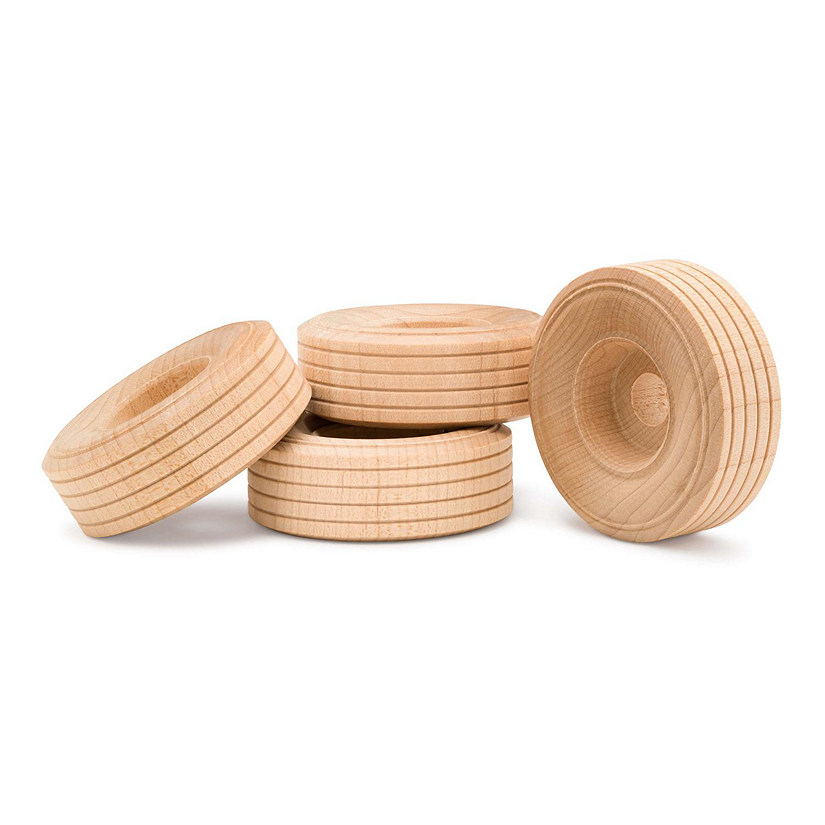 Woodpeckers Crafts, DIY Unfinished Wood 2-1/2" Treaded Wheels Pack of 4 Image