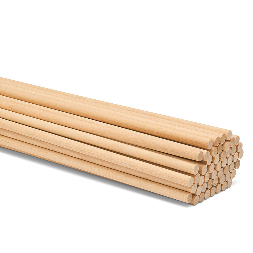 Woodpeckers Crafts, DIY Unfinished Wood 24" x 1/4" Dowel Rods, Pack of 50 Image