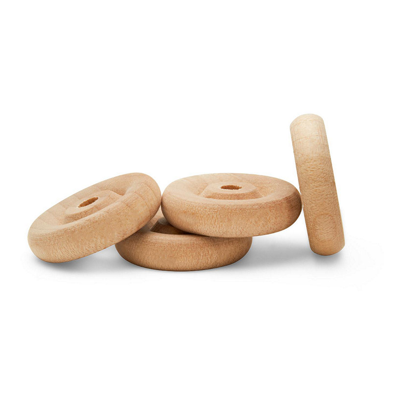 Woodpeckers Crafts, DIY Unfinished Wood 3/4", 1/8" Hole Classic Wheels Pack of 100 Image