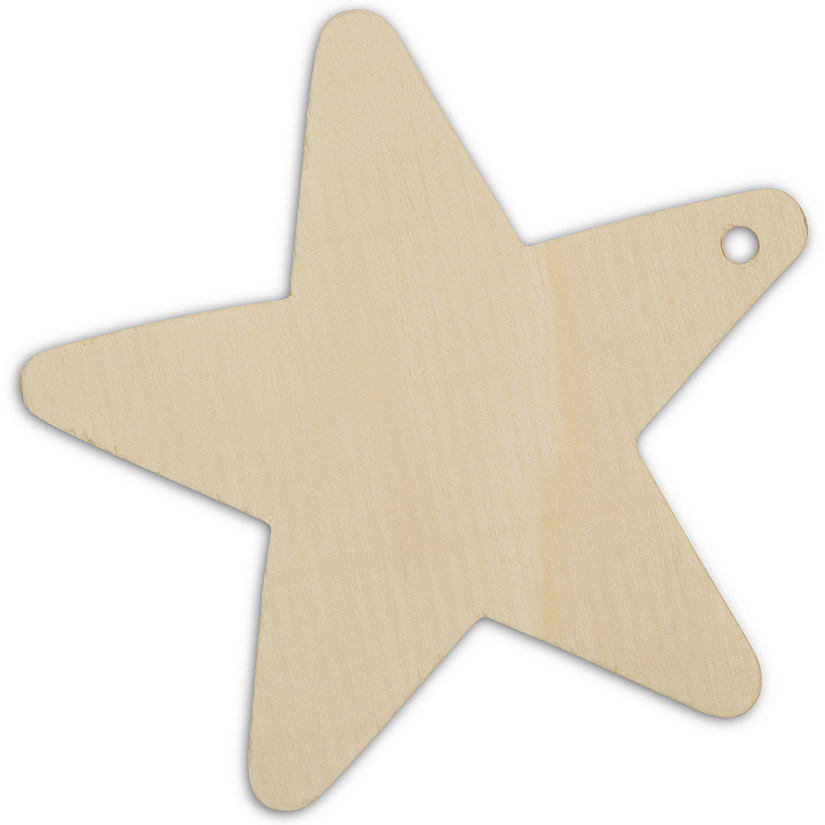 Woodpeckers Crafts, DIY Unfinished Wood 4" Star Cutout with Hole, Pack of 25 Image
