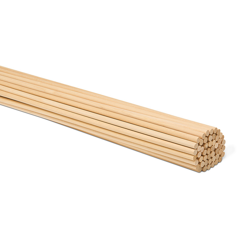 Woodpeckers Crafts, DIY Unfinished Wood 48" x 3/8" Dowel Rods, Pack of 50 Image