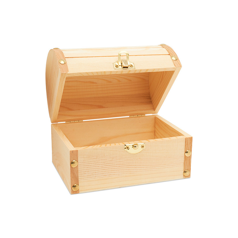 2ct Woodpeckers Crafts, DIY Unfinished Wood 6 Treasure Chest, Pack of 2 Natural