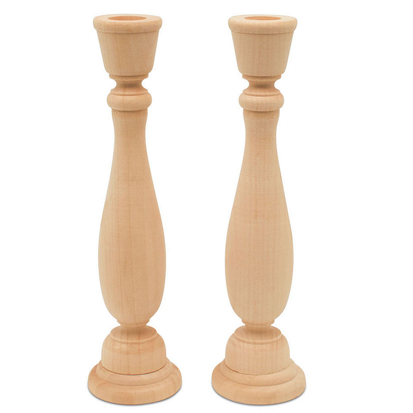 Woodpeckers Crafts, DIY Unfinished Wood 9" Candlestick, Pack of 10 Image